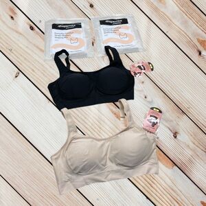 NWT Shapermint M chai & black everyday comfort straps wireless shaping bras (2)